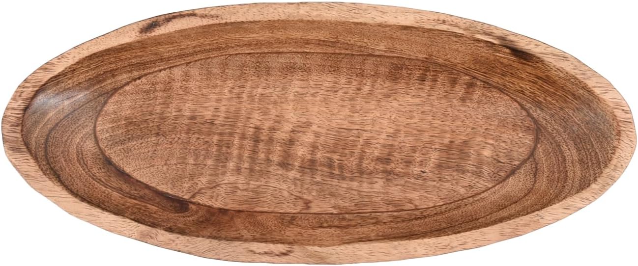 NIRMAN Mango Wood Decorative Bowl for Table Centerpiece Dining Living Room Home Kitchen Décor (14" x 6" x 2.3")