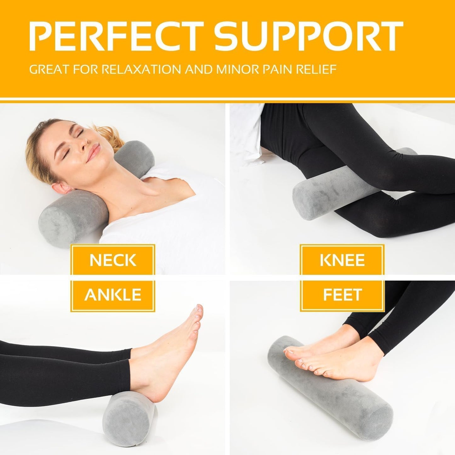 AllSett Health Round Cervical Roll Cylinder Bolster Pillow with Removable Washable Cover, Ergonomically Designed for Head, Neck, Back, and Legs || Ideal for Spine and Neck Support, Navy