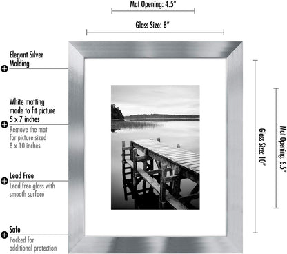 Americanflat 8x10 Picture Frame with Shatter-Resistant Glass - Use as 5x7 Frame with Mat or Display 8x10 Photo Without Mat - Signature Collection - Picture Frames for Tabletop and Wall Display - Black