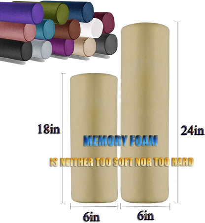 Tinbolunce Memory Foam Roll Pillow for Knee/Leg/Neck - Full Moon Bolster/Round Cylinder Pillow for Sleeping on Side or Back - Removable Cooling Cover Length 18" x 6" Diameter (Navy Blue)