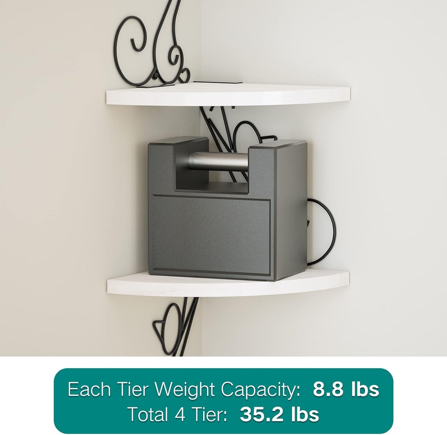 Alsonerbay Corner Shelf Wall Mount, 4 Tier Floating Shelves for Wall, Easy-to-Assemble Wall Shelves Rustic Wood Decor for Bedroom Living Room Bathroom Kitchen Office, Walnut Finish