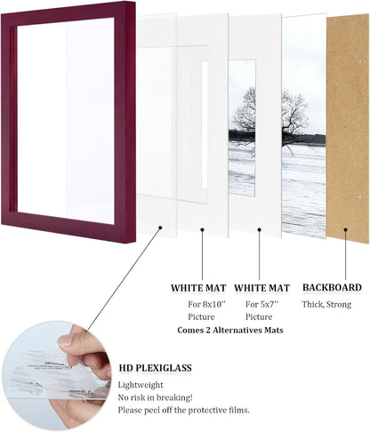 Egofine 12x16 Picture Frame Black, Covered by Plexiglass Made of Solid Wood, Display Pictures 9x12 and 11x14 with Mat or 12x16 Without Mat, for Wall Mounting Photo Frame - Colors A