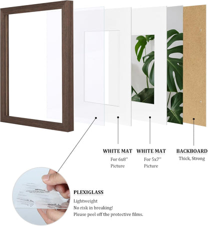 Egofine 8x10 Picture Frames Set of 4, Made of Solid Wood Covered by Plexiglass 4x6 and 5x7 with Mat or 8x10 without Mat, for Table Top Display and Wall Mounting Photo Frame Black
