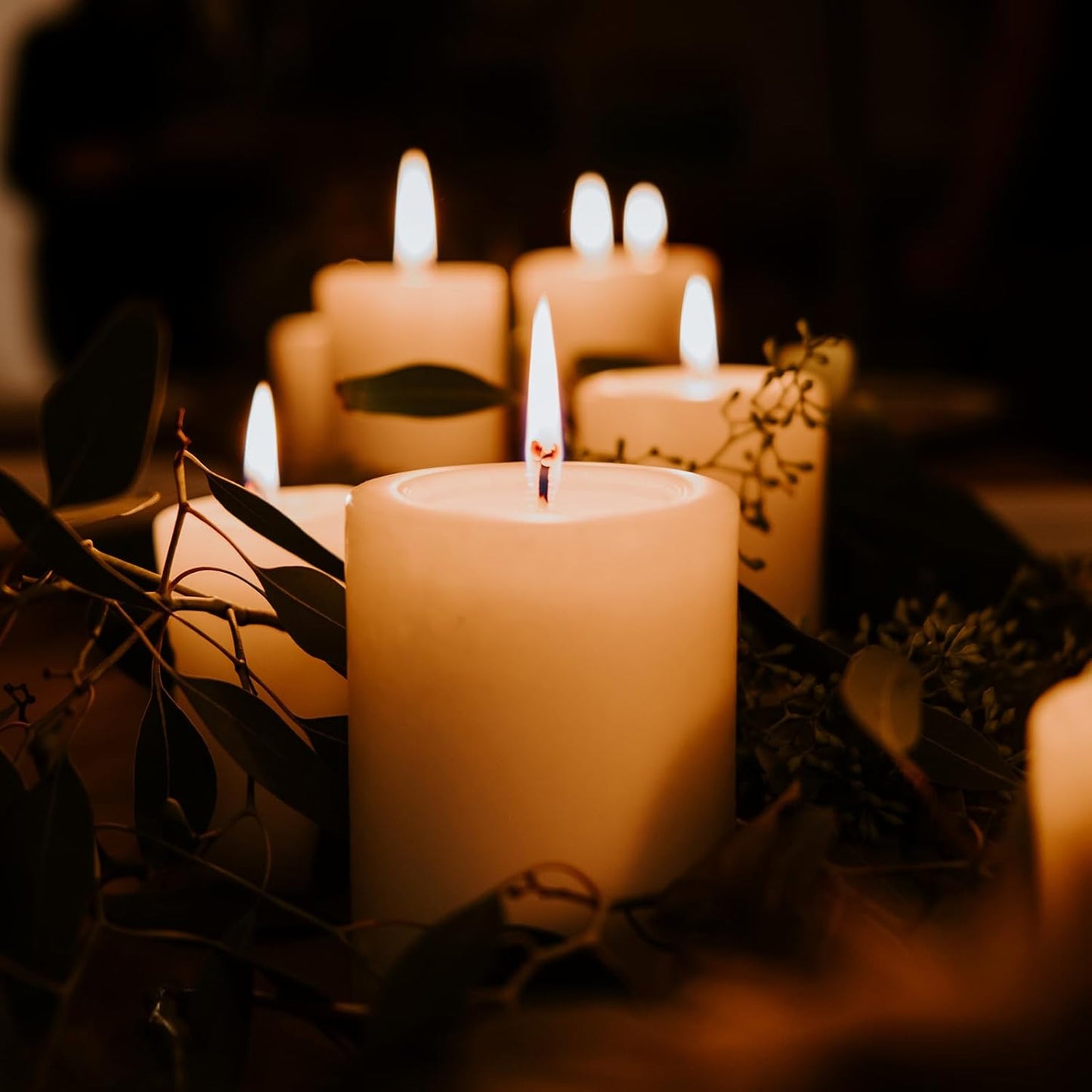 Unscented Ivory Pillar Candles Set of 6-2.8x4 inch - Dripless and Smokeless Large Pillar Candles, 50-Hours Long Burning Time Paraffin Candle for Dinner Table, Christmas and Home Decor
