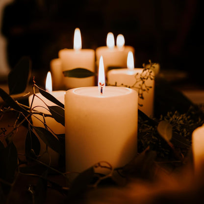 Unscented Ivory Pillar Candles Set of 6-2.8x4 inch - Dripless and Smokeless Large Pillar Candles, 50-Hours Long Burning Time Paraffin Candle for Dinner Table, Christmas and Home Decor
