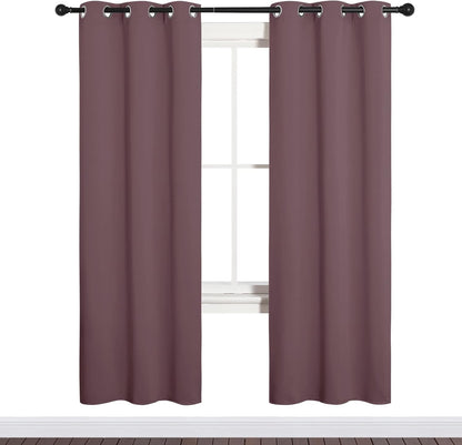NICETOWN Halloween Pitch Black Solid Thermal Insulated Grommet Blackout Curtains/Drapes for Bedroom Window (2 Panels, 42 inches Wide by 63 inches Long, Black) - Colors E