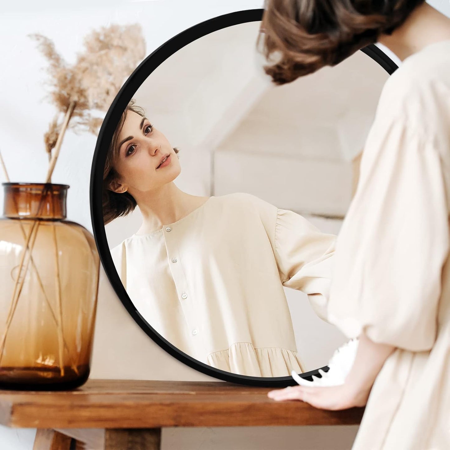 Fabuday Black Circle Mirror for Wall 20 inch - Round Mirrors for Bathroom, Entryway, Living Room, Hallway, Bedroom Decor, Small Matte Framed