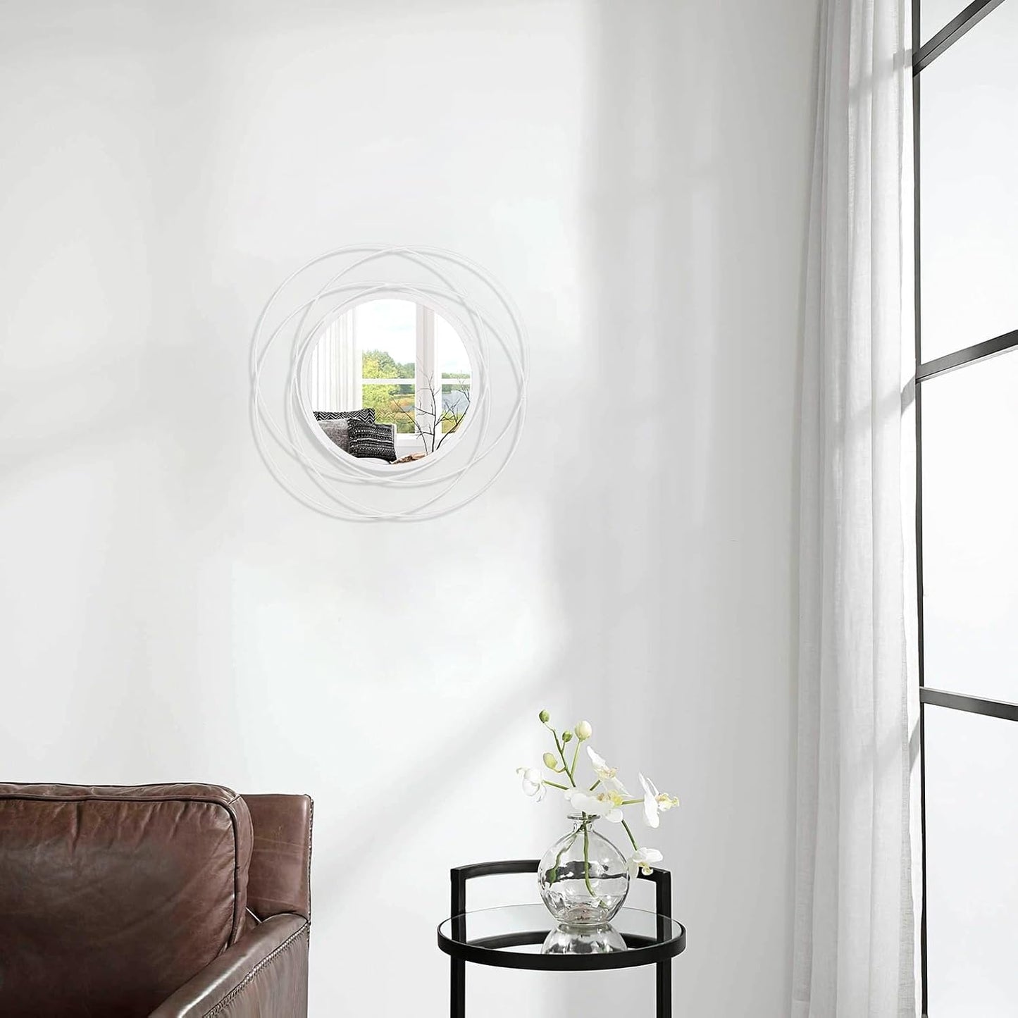Gold Sunburst Mirrors for Wall Decorative Metal Round Art Mirrors Large Wall Decor Hanging Mirror for Bathroom Bedroom Living Room Vanity Entryway 16"