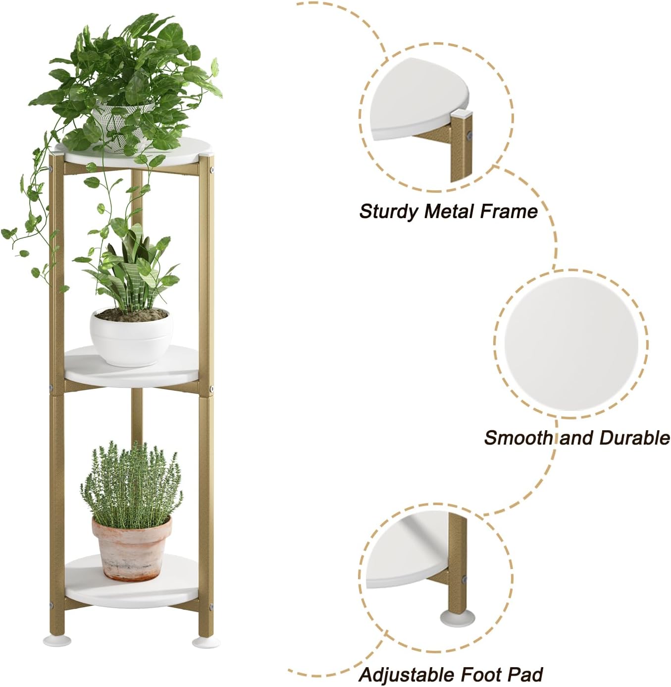 Plant Stand Indoor Corner Tall 2 Tier Metal Modern Flower Storage Plant Shelf Holder for Living Room Balcony Garden,Black (2 Tier-Black Round)