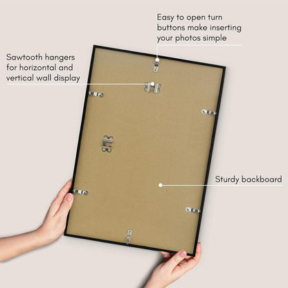 Americanflat 24x36 Poster Frame with Polished Plexiglass - Streamline Collection - Thin Border Picture Frame for Wall Display - Hanging Hardware Included - Black - Colors C