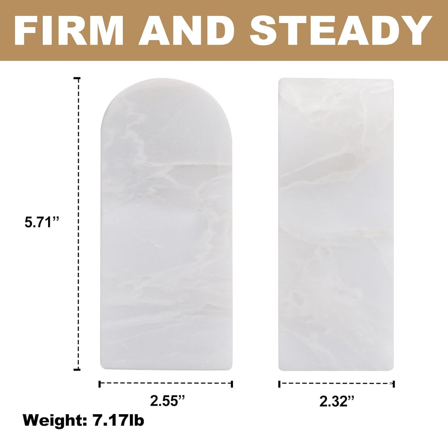 Koville African Natural Marble Bookends for Shelves, Non-Slip Book Ends, 13LBS Ultra Heavy Duty Marble Book Holder Organizer, Apartment Decor for Movies/CD/Video Games(Namib Fantasy)