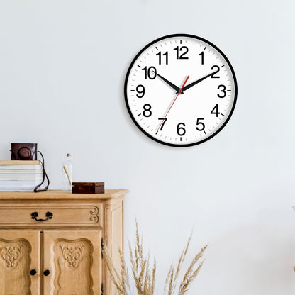 Rohioue Wall Clock Modern 8 Inch Battery Operated Silent Non Ticking Small Analog Clock for Living Room Office Home Bedroom Kitchen Bathroom(Black)