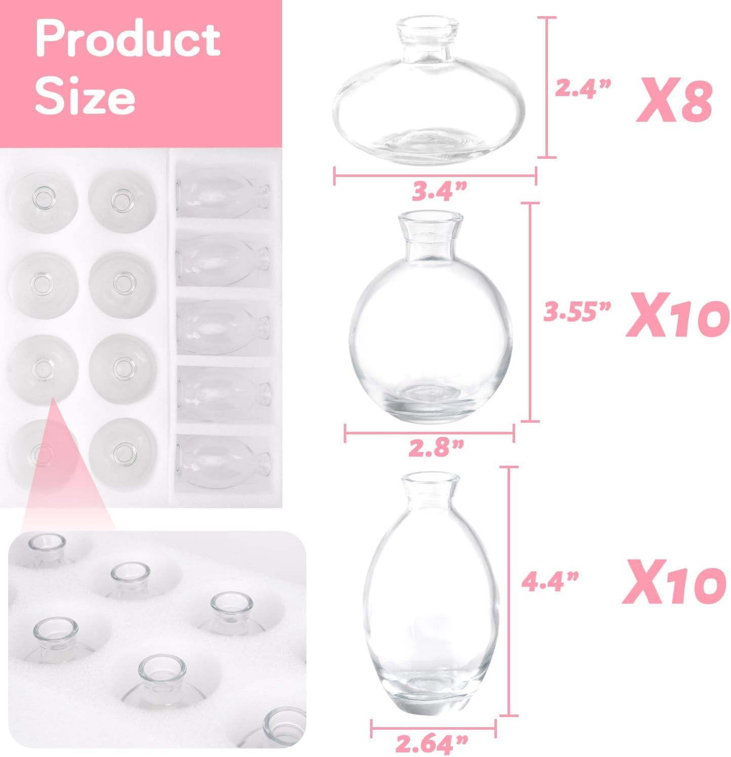 Bud Vases Set of 12, Clear Glass Bud Vase in Bulk, Small Vases for Centerpiece Mini Modern Flower Vase Transparent, Wedding Party Table Home Decor