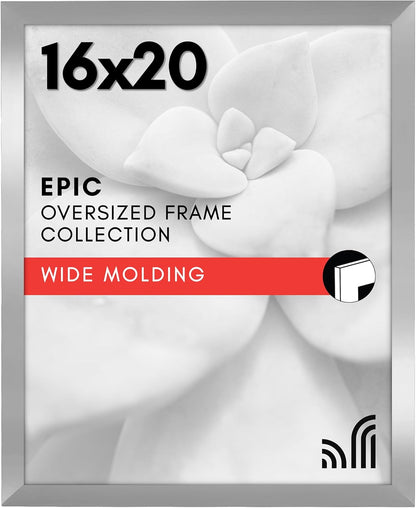 Americanflat 16x20 Picture Frame with Polished Plexiglass - Black Picture Frame - Wide Photo Frames Made of Engineered Wood for Vertical or Horizontal Wall Display - Epic Collection - Black - Colors B