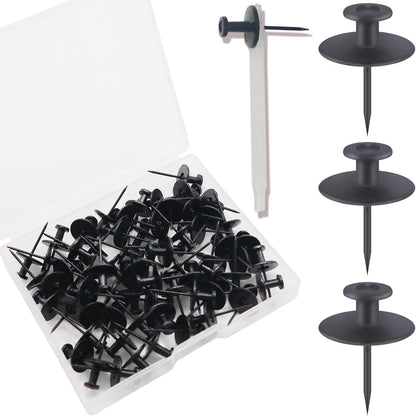 50 PCS Push Pins Picture Hangers Wall Hooks, Double Headed Thumb Tacks for Wall Hangings, Renter Friendly Decor Small Picture Frame Hangers for Drywall Cork Board Home Office Photo Decorations(Black)