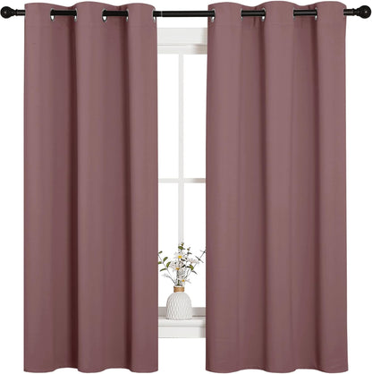 NICETOWN Halloween Pitch Black Solid Thermal Insulated Grommet Blackout Curtains/Drapes for Bedroom Window (2 Panels, 42 inches Wide by 63 inches Long, Black) - Colors B