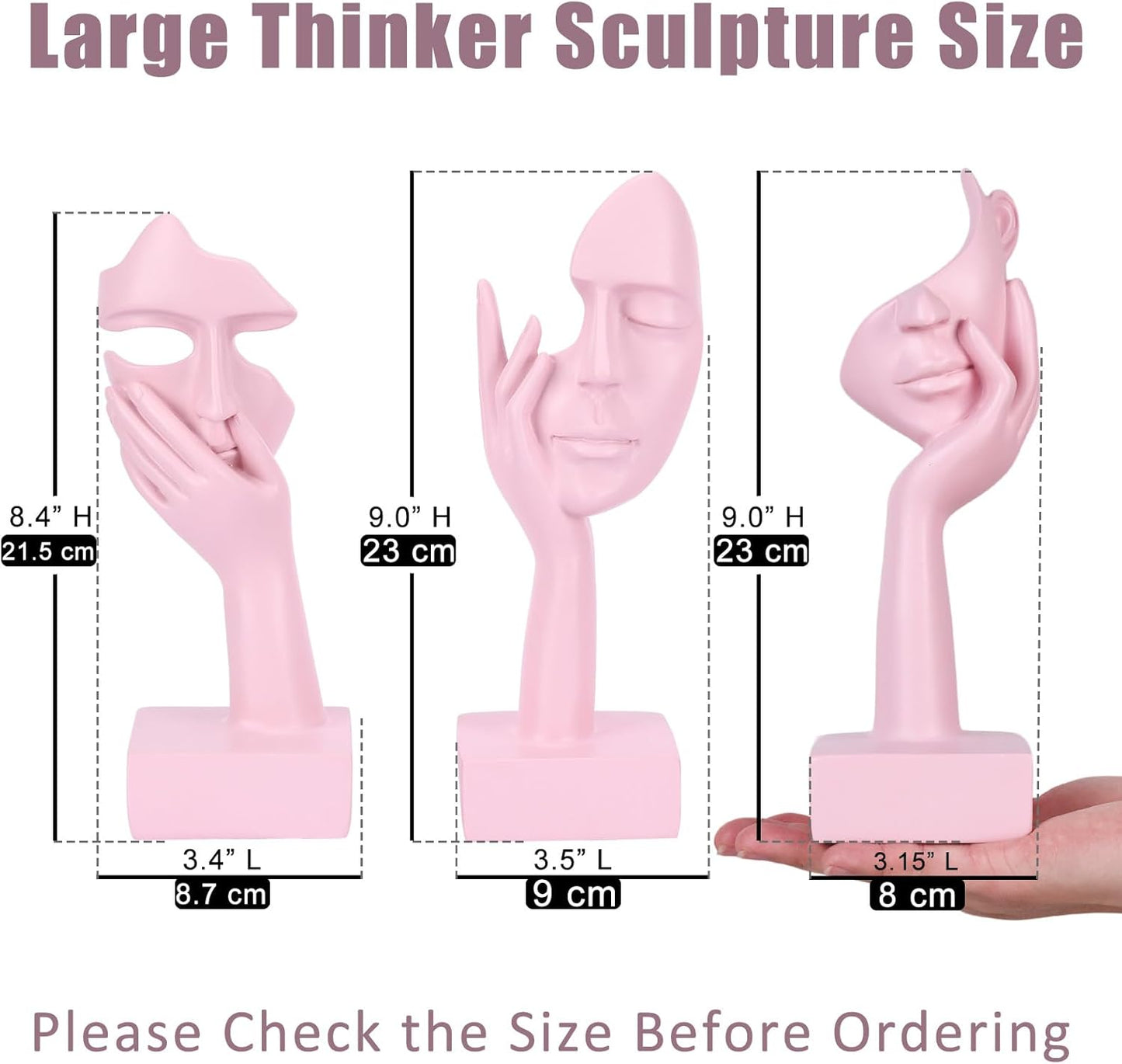 3 Pcs Thinker Small Statue Set - Black Gold Home Decor Abstract Art Figurines for Shelves, Living Room Coffee Table, Office Desktop (3 Pcs Gold, 6")