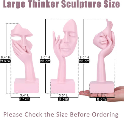 3 Pcs Thinker Small Statue Set - Black Gold Home Decor Abstract Art Figurines for Shelves, Living Room Coffee Table, Office Desktop (3 Pcs Gold, 6")