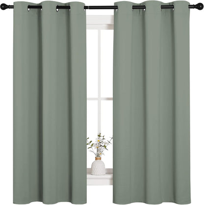 NICETOWN Halloween Pitch Black Solid Thermal Insulated Grommet Blackout Curtains/Drapes for Bedroom Window (2 Panels, 42 inches Wide by 63 inches Long, Black) - Colors B