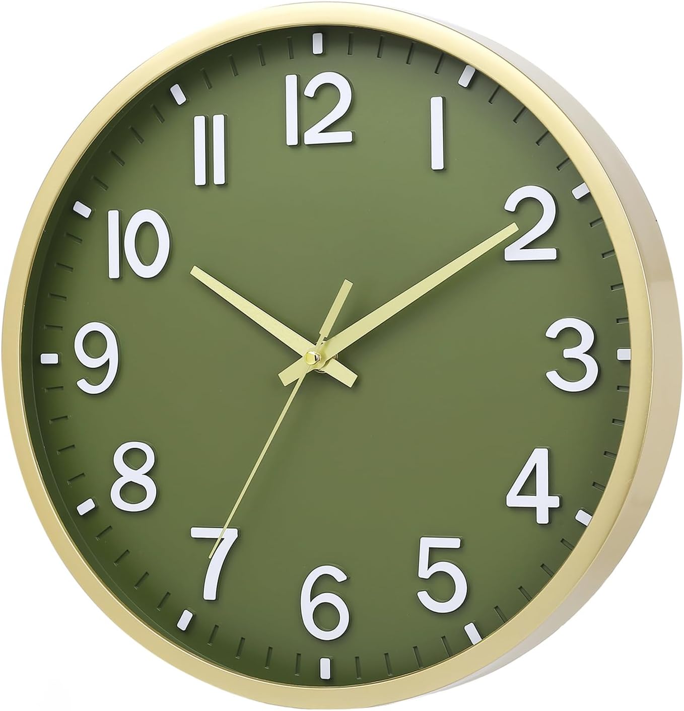 Wall Clocks Battery Operated 8 inch Modern Wall Clock,Silent Non Ticking Wall Clock for Living Room Bedroom Kitchen Office Classroom Decor (Green White)