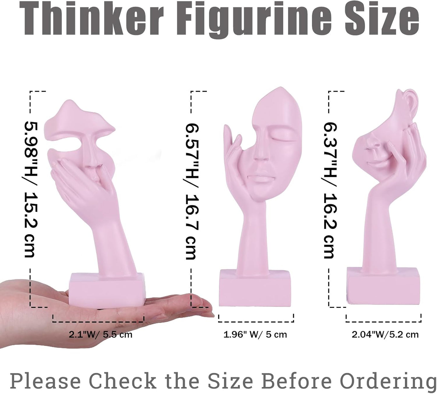 3 Pcs Thinker Small Statue Set - Black Gold Home Decor Abstract Art Figurines for Shelves, Living Room Coffee Table, Office Desktop (3 Pcs Gold, 6")