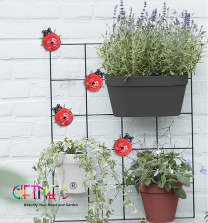 Metal Garden Wall Art Decorative Set of 4 Cute Ladybugs Outdoor Wall Sculptures