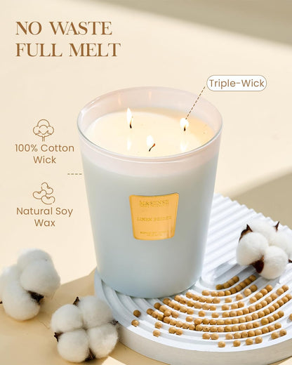 M&SENSE Jasmine Candles Highly Scented 3 Wick 35oz 150 Hours Burn Extra Large Jar Candles for Women, Natural Soy Wax Aromatherapy Candle for Stress Relief, Meditation, Yoga, Spa - Colors B