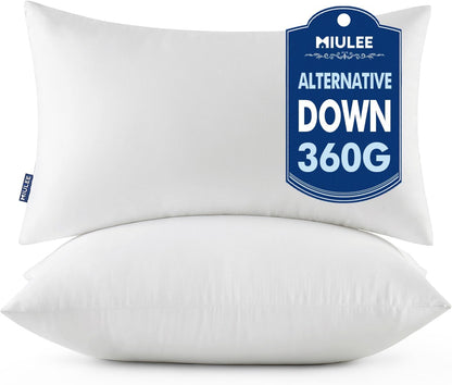 MIULEE Throw Pillows Inserts, Pack of 2 18x18 Inch 100% Virgin Fiber Filling Bed Couch Pillows