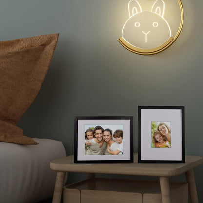 Egofine 8x10 Picture Frames Set of 4, Made of Solid Wood Covered by Plexiglass 4x6 and 5x7 with Mat or 8x10 without Mat, for Table Top Display and Wall Mounting Photo Frame Black