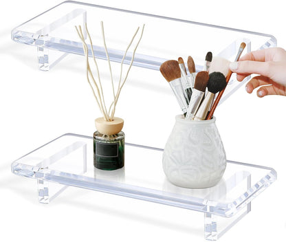 Chivalral Acrylic Bathroom Counter Tray: Water-Resistant Kitchen and Bathroom Tray Countertop Decor,Perfect for Soap Dish,Vanity,Plant,Candle Decor,and Riser Organizer-Small