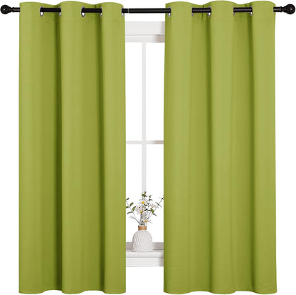 NICETOWN Halloween Pitch Black Solid Thermal Insulated Grommet Blackout Curtains/Drapes for Bedroom Window (2 Panels, 42 inches Wide by 63 inches Long, Black) - Colors B