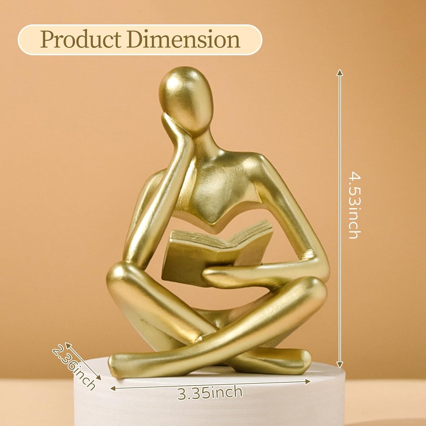 UTTCMK Bookshelf Decor Thinker Statue - Abstract Art Reading Thinker Sculpture Figurine Aesthetic, Modern Home Decoration for Living Room Office Shelves Coffee Table Desk Decor(Beige)