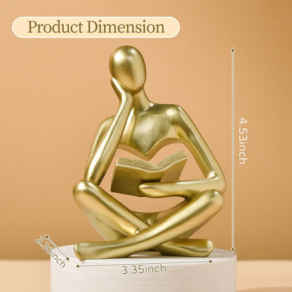 UTTCMK Bookshelf Decor Thinker Statue - Abstract Art Reading Thinker Sculpture Figurine Aesthetic, Modern Home Decoration for Living Room Office Shelves Coffee Table Desk Decor(Beige)