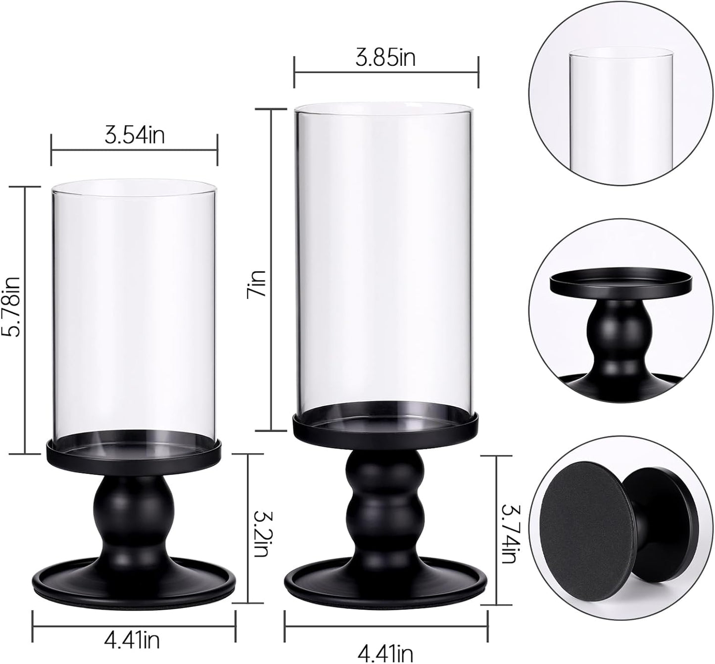 NITIME 4Pcs Hurricane Candle Holder for Pillar Candles, Gold Candle Holders with Clear Glass Sleeve for Table Centerpieces,Pillar Candle Holders for Home Decor, Wedding, Holiday and Party Decor
