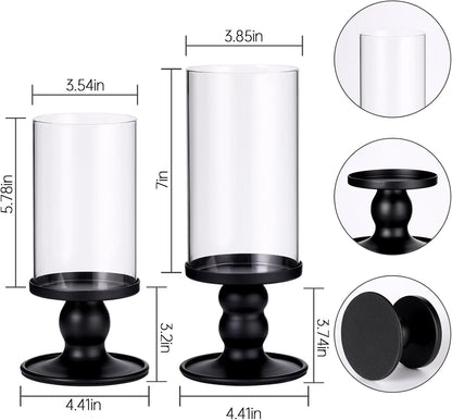 NITIME 4Pcs Hurricane Candle Holder for Pillar Candles, Gold Candle Holders with Clear Glass Sleeve for Table Centerpieces,Pillar Candle Holders for Home Decor, Wedding, Holiday and Party Decor