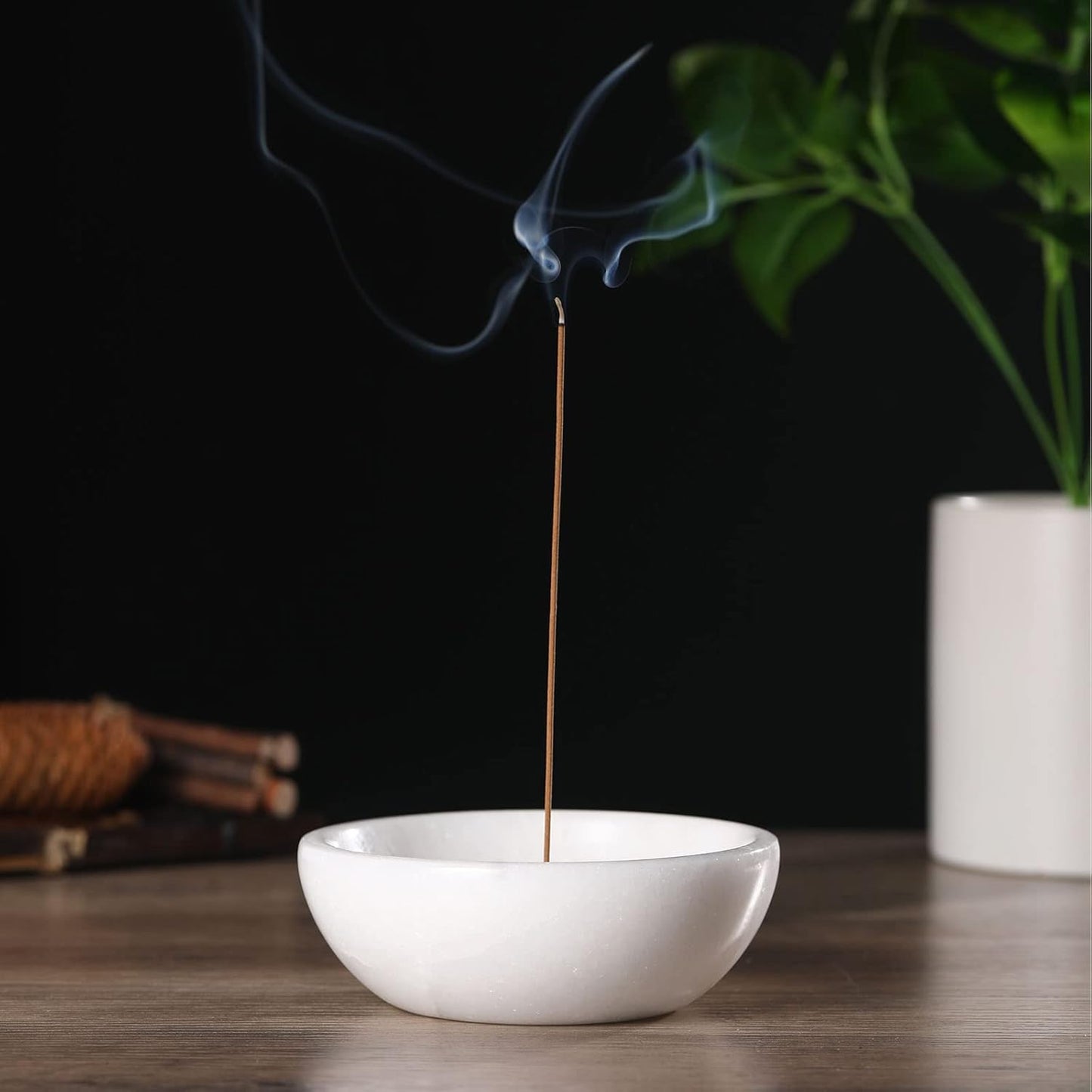 Koville Italian Travertine Incense Holder, 6" Incense Holders for Sticks, Sturdy Incense Burner Ash Catcher, Ideal for Meditation, Relaxing, Easy to Clean