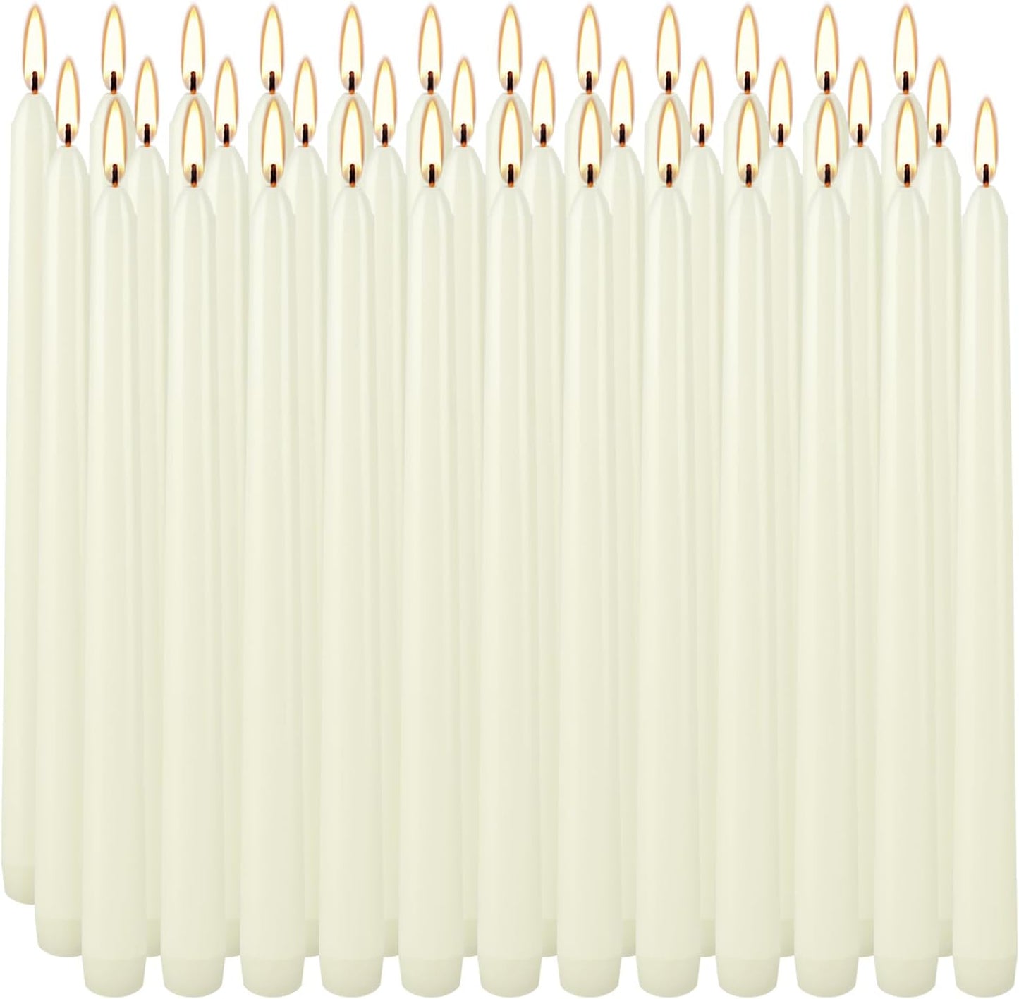 30-Pack 10-Color Taper Candles - 10 Inch Dripless & 10-Hour Burn｜Wedding/Birthday/Home Decor with Premium Wax