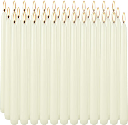 30-Pack 10-Color Taper Candles - 10 Inch Dripless & 10-Hour Burn｜Wedding/Birthday/Home Decor with Premium Wax