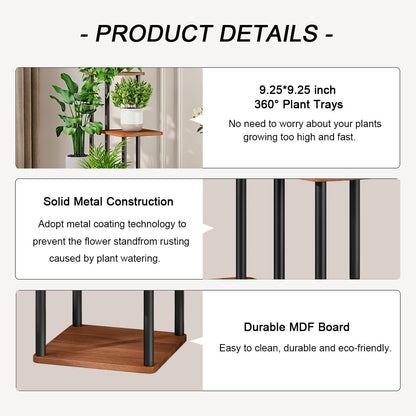 AZERPIAN Plant Stand 5 Tier Indoor Metal Flower Shelf for Multiple Plants Corner Tall Flower Holders for Patio Garden Living Room Balcony Bedroom, Black (5 Tier-Black)