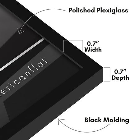 Americanflat 24x36 Poster Frame with Polished Plexiglass - Streamline Collection - Thin Border Picture Frame for Wall Display - Hanging Hardware Included - Black - Colors D