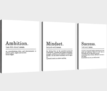 Inspirational Canvas Painting Wall Art -EPHANY ART,Mindset Quotes Prints, Success Framed Entrepreneur Poster Positive Quotes Wall Poster for Home Office Workplace (M-3pcs,12x16inchx3pcs)