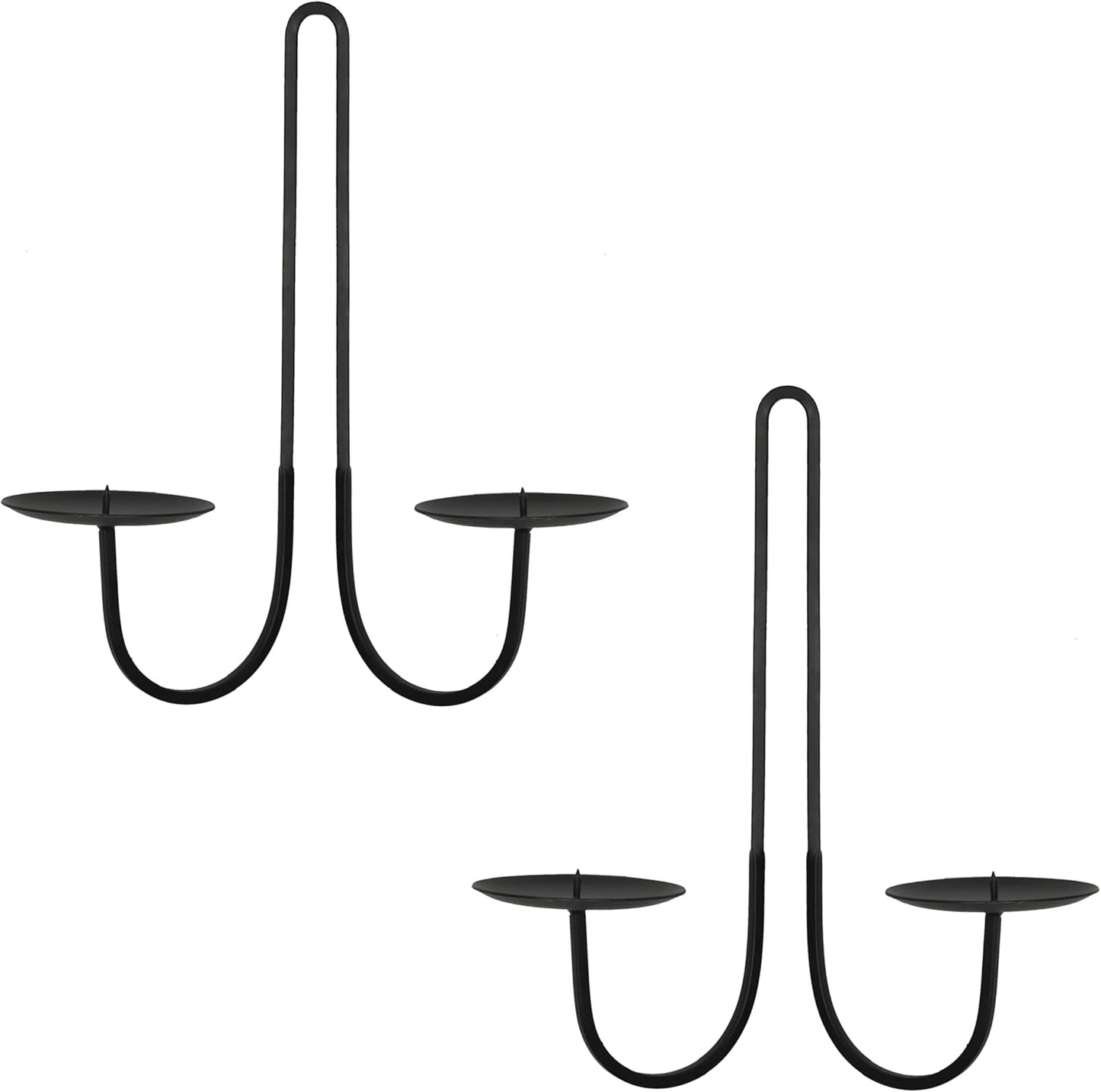 Metal Wall Candle Sconce Holder Set of 2 Wall Mount Candle Holders Modern Wall Candle Sconces Hanging for Living Room Farmhouse Fireplace Wedding 16.5"×5"×3" (Black)