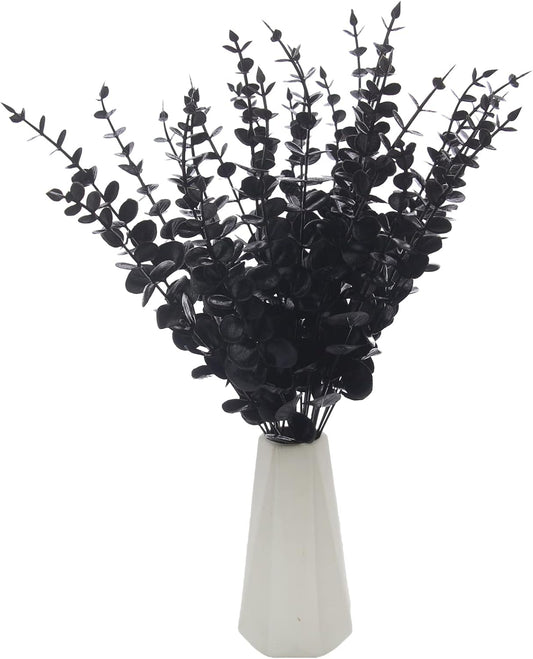 Tinsow 5 Pcs Real Touch Leaf Artificial Eucalyptus Stem Faux Eucalyptuses Wedding Bouquet Centerpiece Home Decor (Green)