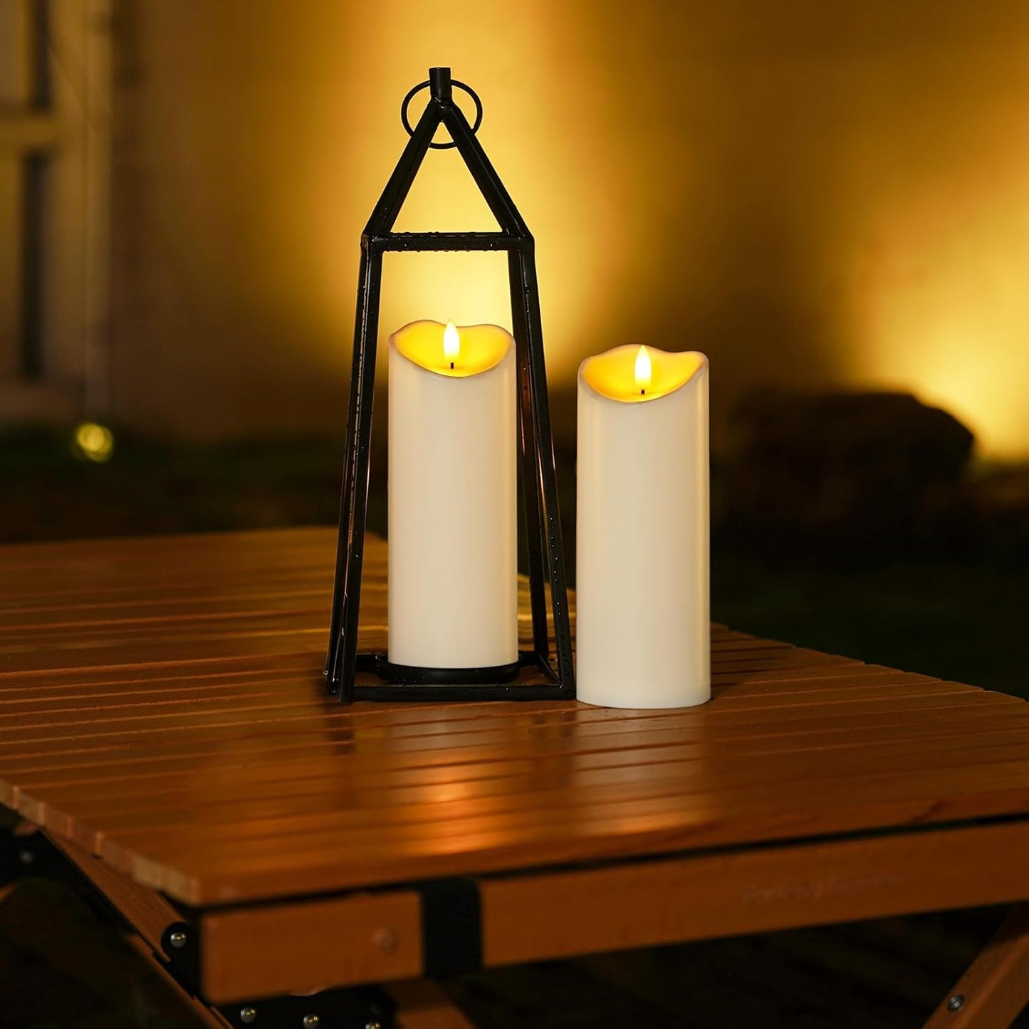 Homemory 6"x3" Outdoor Waterproof Flameless Candles, LED Candles, Battery Operated Candles with Remote and Timers, Electric Fake Plastic Pillar Candles, Ivory White, Set of 2