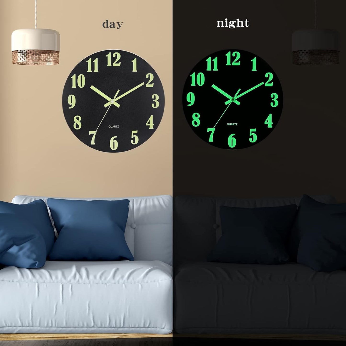 HZDHCLH Wall Clocks Battery Operated,12 inch Silent Non Ticking Modern Wall Clock for Living Room Bedroom Kitchen Office Classroom Decor (Olive Green and Gold)