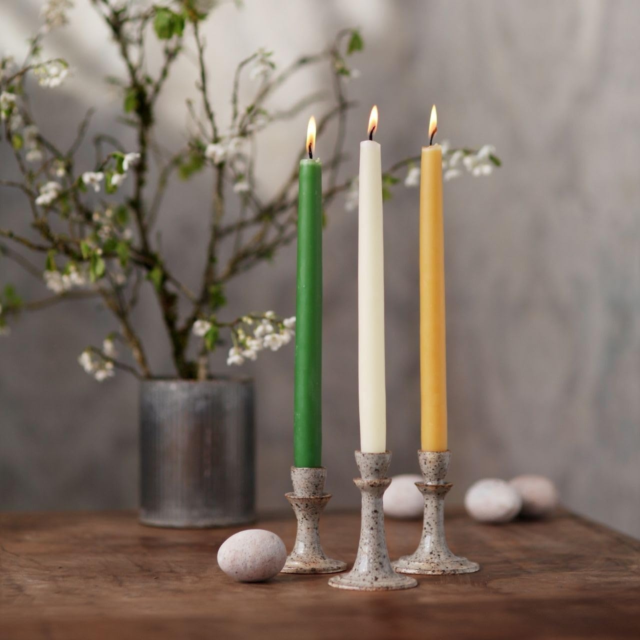 Big Dipper Wax Works Red Hand-Dipped Beeswax Taper Candles – 12” x 7/8”, 2-Pack, 100% Pure Beeswax, Long Burning, Clean, Cotton Wick, Handmade in USA, Home Décor & Wedding Candles