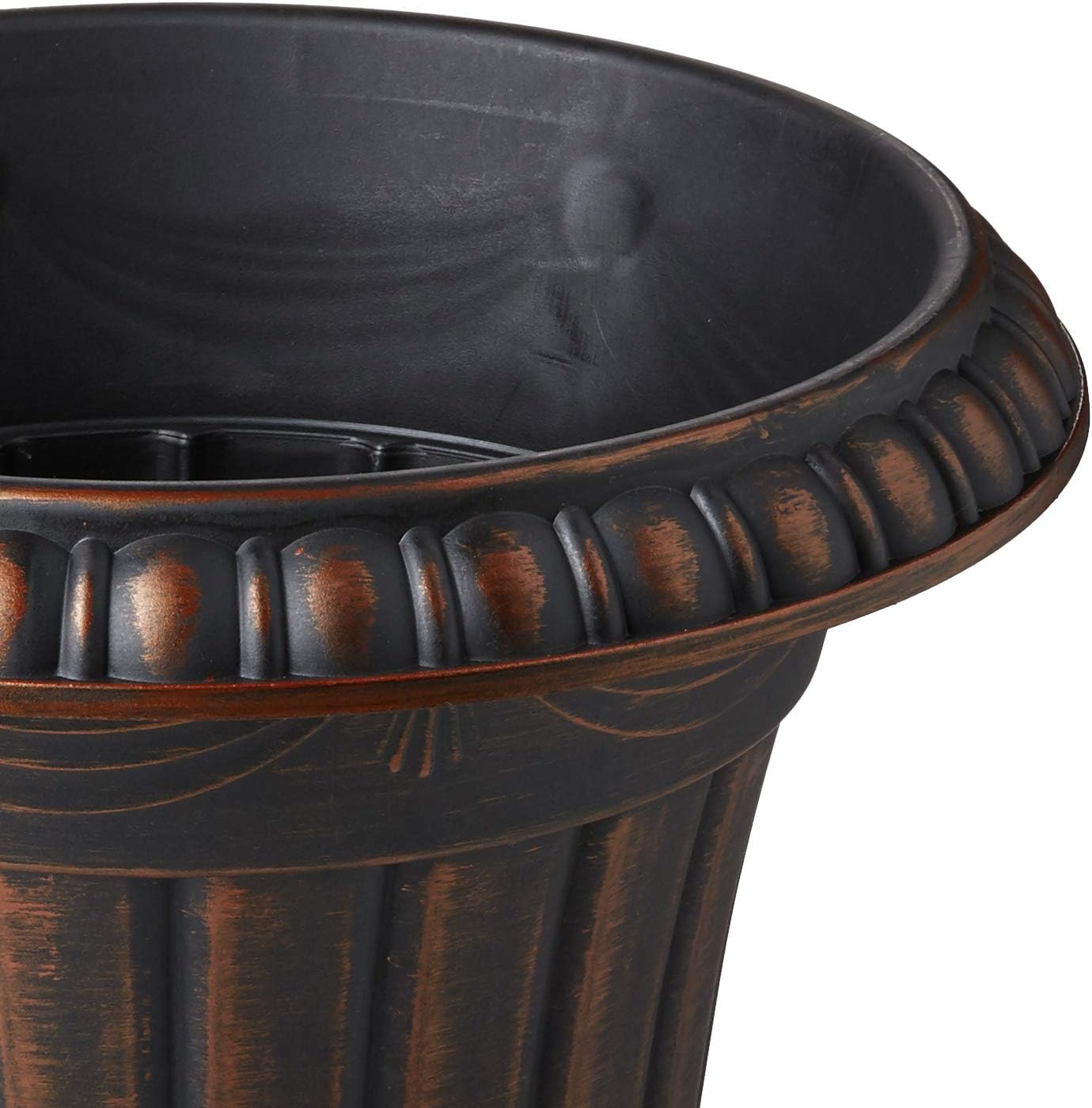 Arcadia Garden Products PL10CP Classic Traditional Plastic Urn Planter Indoor/Outdoor, 15" x 13", Brushed Copper