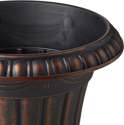 Arcadia Garden Products PL10CP Classic Traditional Plastic Urn Planter Indoor/Outdoor, 15" x 13", Brushed Copper