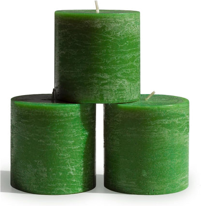 CANDWAX 3x4 inch Pillar Candles Set of 3 – Unscented Dripless Rustic Dark Blue Candles for Room Decor, Weddings, Centerpieces