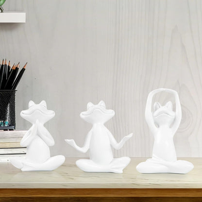 Suoedd Gold Frog Figurines Yoga Decor 3.7In Set of 3 –Frog Yoga Statues for Modern Living Room Desk Table Home Office Bookshelf Shelves Sculptures Decor,Gifts for Mom Women